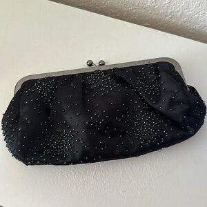 Express Black Beaded Clutch